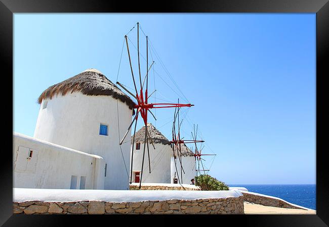 Traditional Windmills on Mykonos Framed Print by Carole-Anne Fooks
