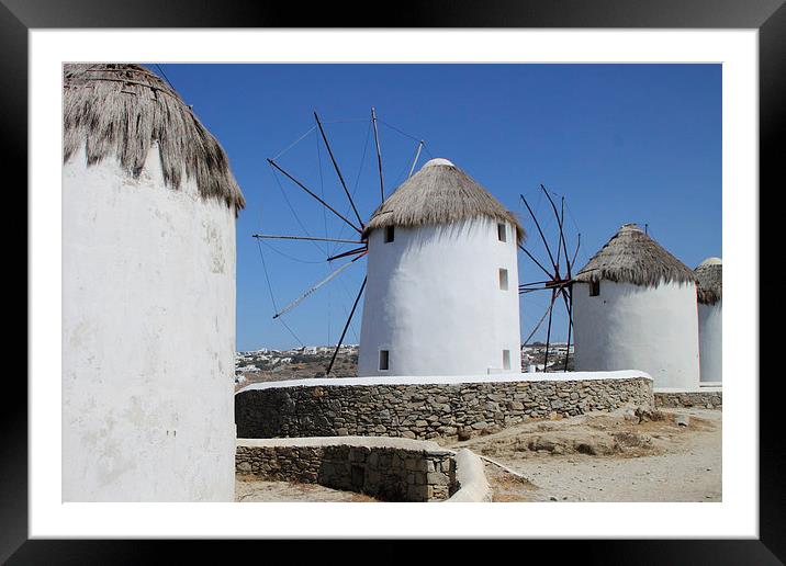 Traditional Windmills on Mykonos Framed Mounted Print by Carole-Anne Fooks