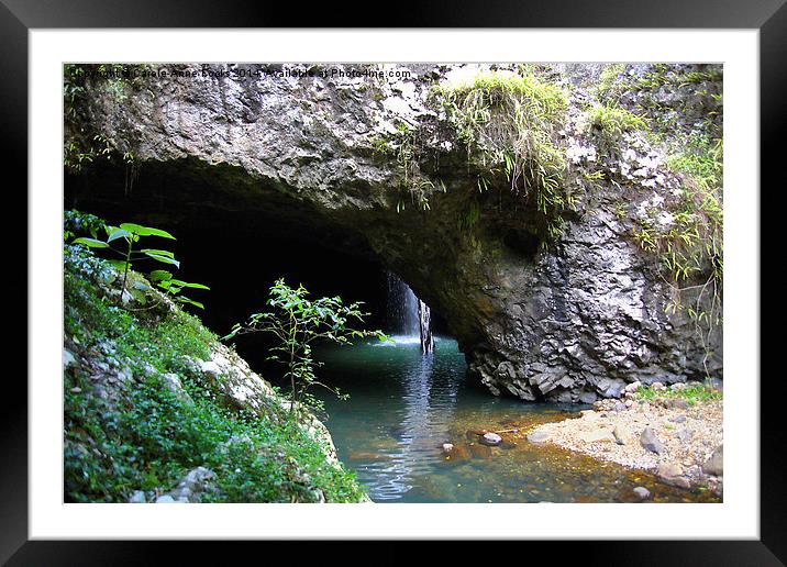   Natural Bridge & Waterfall Framed Mounted Print by Carole-Anne Fooks