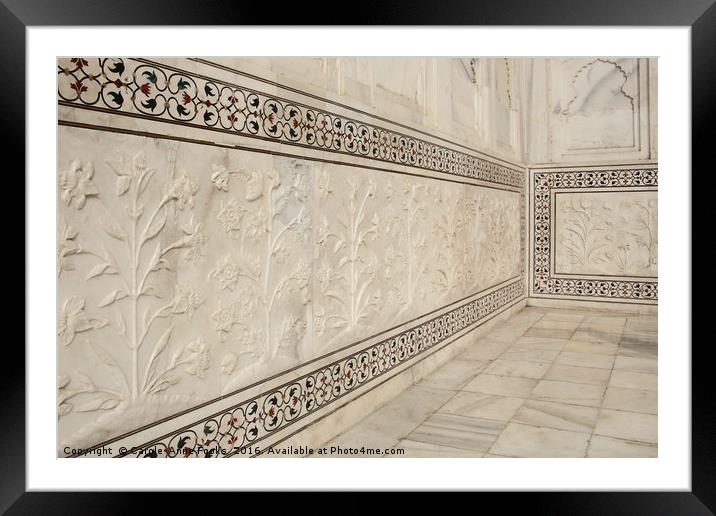 Taj Mahal Marble Inlay Framed Mounted Print by Carole-Anne Fooks