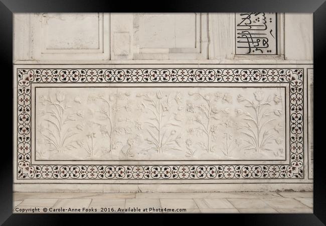 Taj Mahal Marble & Inlay Framed Print by Carole-Anne Fooks