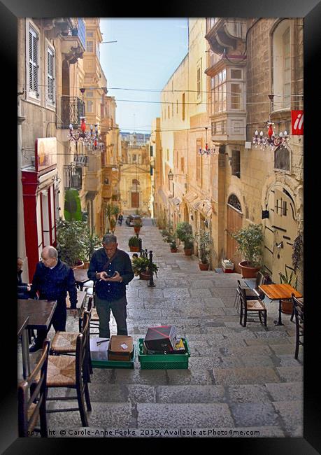 Old Street, Valletta, Malta  Framed Print by Carole-Anne Fooks