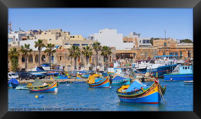 Marsaxlokk Waterfront, Malta. Framed Print by Carole-Anne Fooks