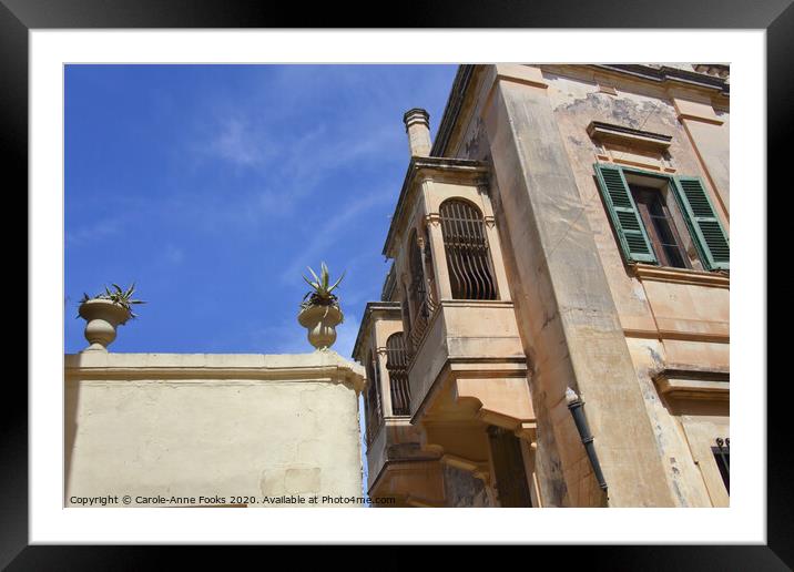 Building Details in Mdina, Rabat, Malta. Framed Mounted Print by Carole-Anne Fooks