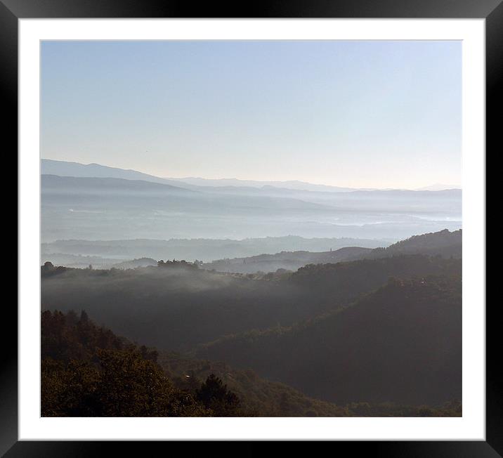 Tuscan Valleys of mist Framed Mounted Print by Richard Ashton