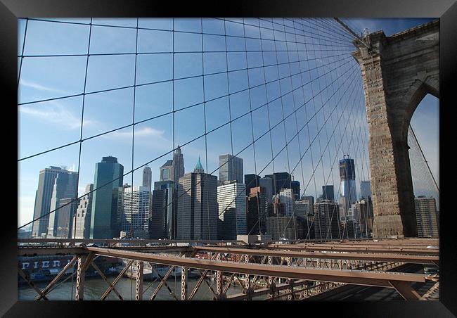 Manhattan From Brooklyn Bridge Framed Print by lee drage