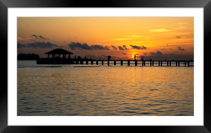 Sunset Pier Framed Mounted Print by Dave Wragg