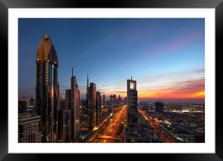 Sunset Dubai Framed Mounted Print by Dave Wragg