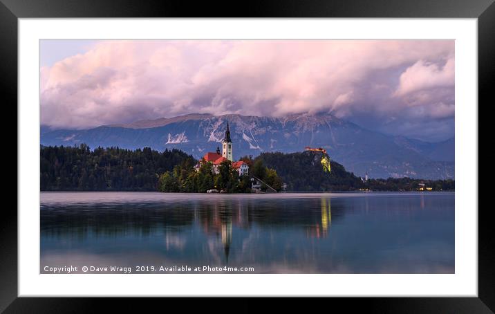 Lake Bled suset Framed Mounted Print by Dave Wragg