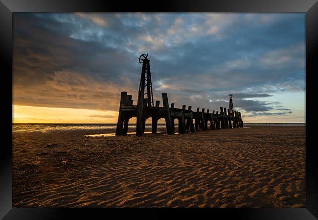Lytham Old Pier Jetty Framed Print by Pam Sargeant