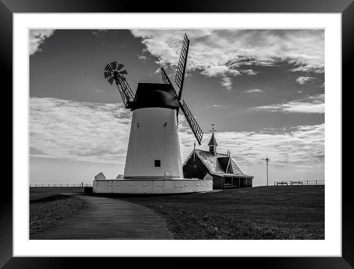 Lytham Winmill in monochrome Framed Mounted Print by Pam Sargeant