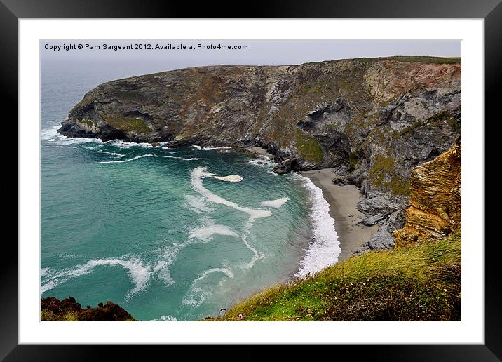 Cornish Coastline - Hells Mouth Framed Mounted Print by Pam Sargeant