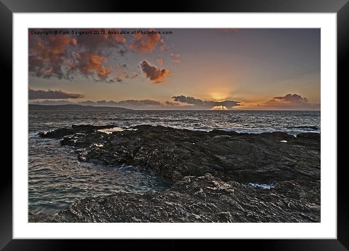 Gwithian Sunset Framed Mounted Print by Pam Sargeant