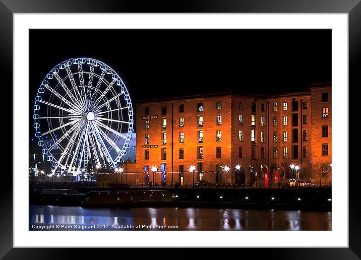 Albert Dock by Night Framed Mounted Print by Pam Sargeant