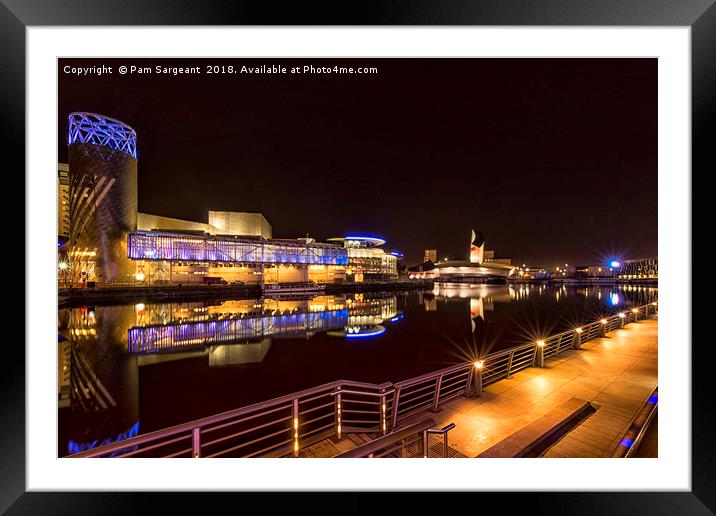 Media City Night colours Framed Mounted Print by Pam Sargeant