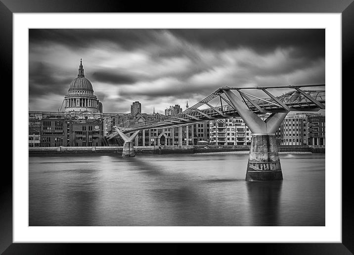 Millennium Bridge and St Paul's Cathedral, London Framed Mounted Print by Pam Sargeant