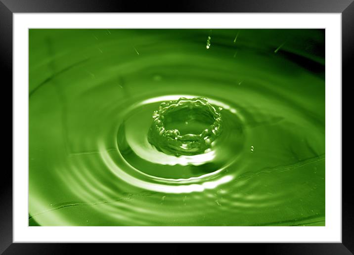 Green Water Drop Framed Mounted Print by Andrew Holland