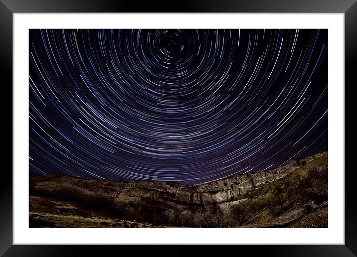  Malham Cove Star Trails Framed Mounted Print by Andrew Holland