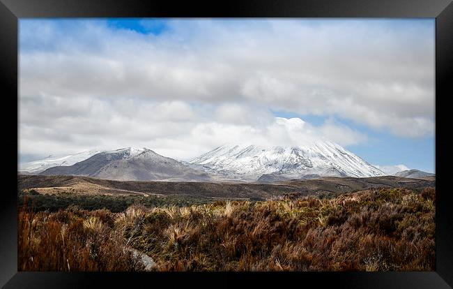 Mount Ruapehu in North Island of New-Zealand Framed Print by Michelle PREVOT