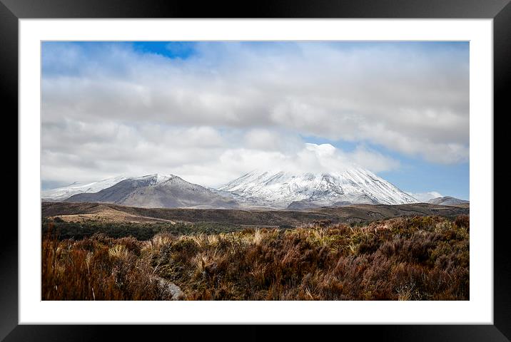 Mount Ruapehu in North Island of New-Zealand Framed Mounted Print by Michelle PREVOT