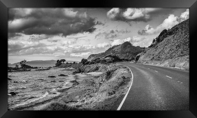 Coastal road in New Zealand Framed Print by Michelle PREVOT