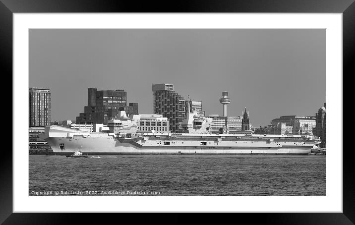 Carrier R08 Queen Elizabeth II on Liverpool visit Framed Mounted Print by Rob Lester
