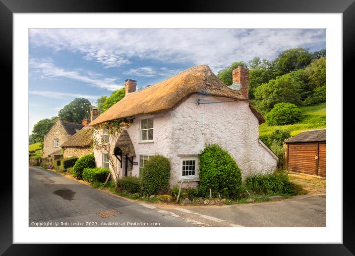Charming Thatched Cottage in Rural Branscombe Framed Mounted Print by Rob Lester