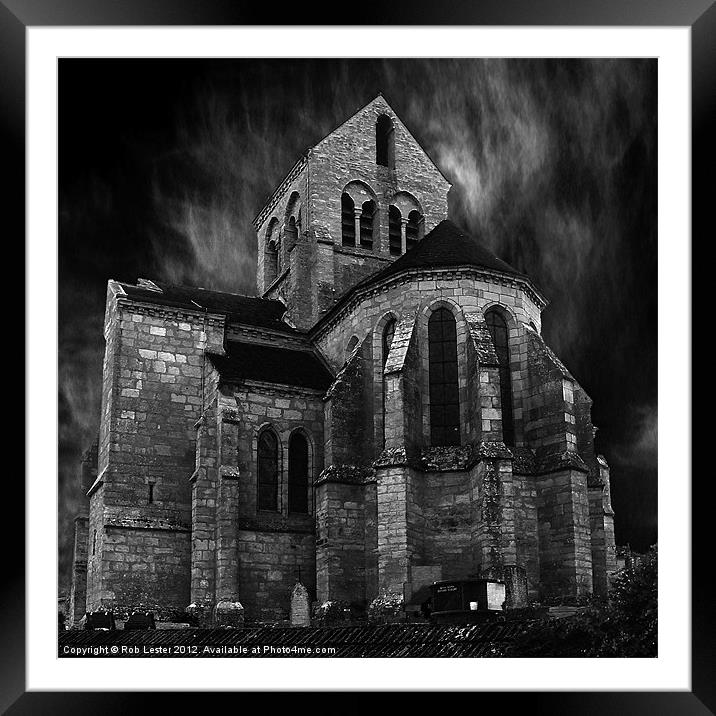 Spooky French church Framed Mounted Print by Rob Lester