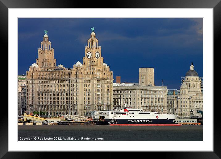 The liver  building, Liverpool Framed Mounted Print by Rob Lester