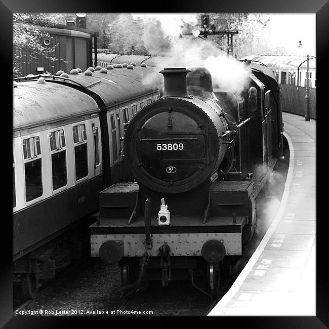 53809 steams into Pickering Framed Print by Rob Lester