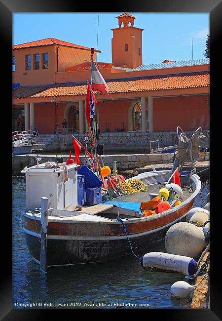 Fishing in Villefranche. Framed Print by Rob Lester