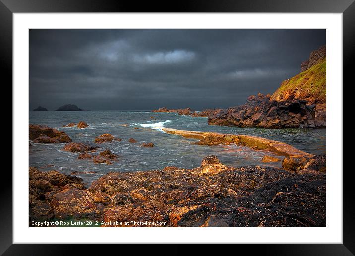 Priest`s Cove, Cape Cornwall Framed Mounted Print by Rob Lester
