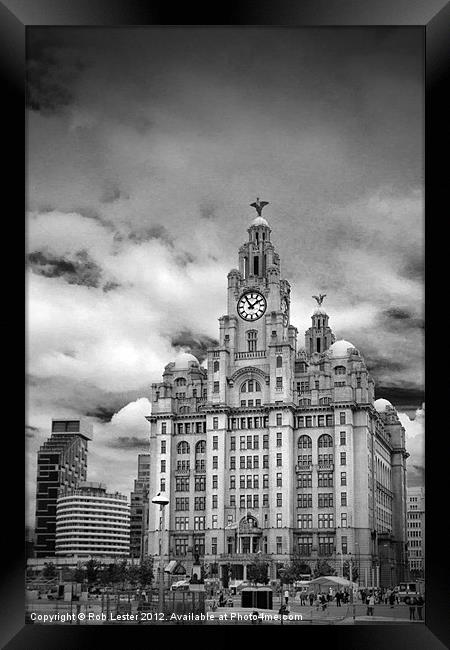 Liverpool`s Liver Building Framed Print by Rob Lester
