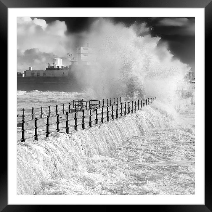 The `Rock` in the storm Framed Mounted Print by Rob Lester