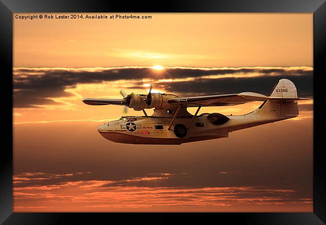  PBY Catalina Sunset Framed Print by Rob Lester