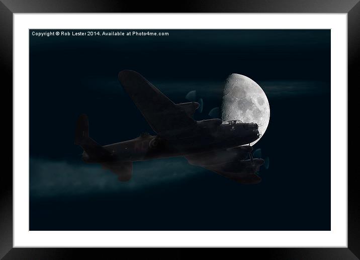  Avro Lancaster..A Bombers Moon Framed Mounted Print by Rob Lester