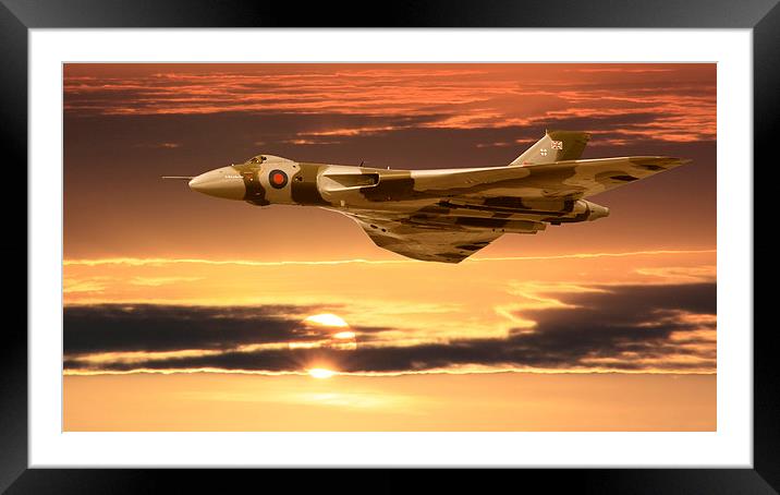  Vulcan Sunrise, XH558  Framed Mounted Print by Rob Lester