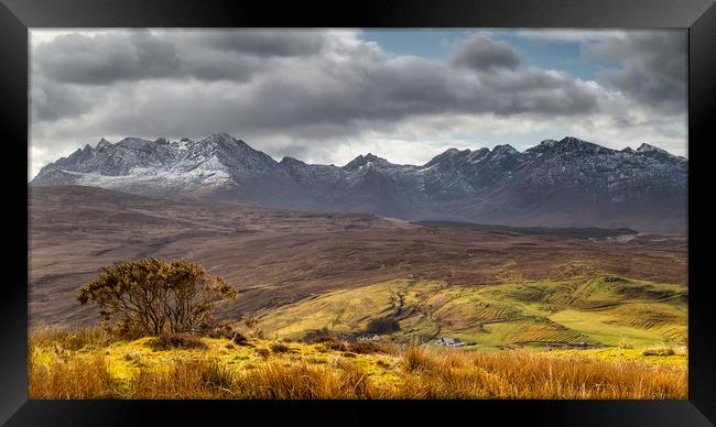 The Cuillins and the Glen Framed Print by Rob Lester