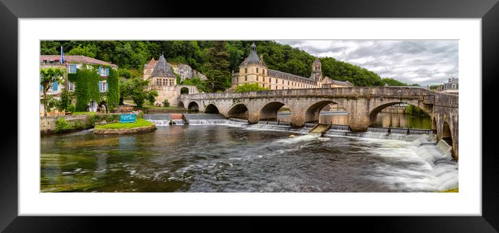 Brantome , The venice of the Dordogne. Panorama Framed Mounted Print by Rob Lester