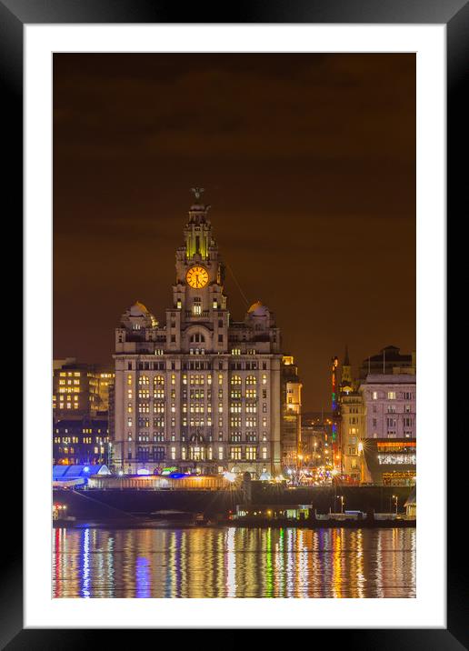 Liver building by night Framed Mounted Print by Rob Lester