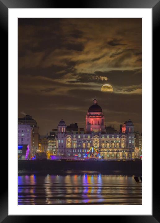 Port of Liverpool building moonrise Framed Mounted Print by Rob Lester