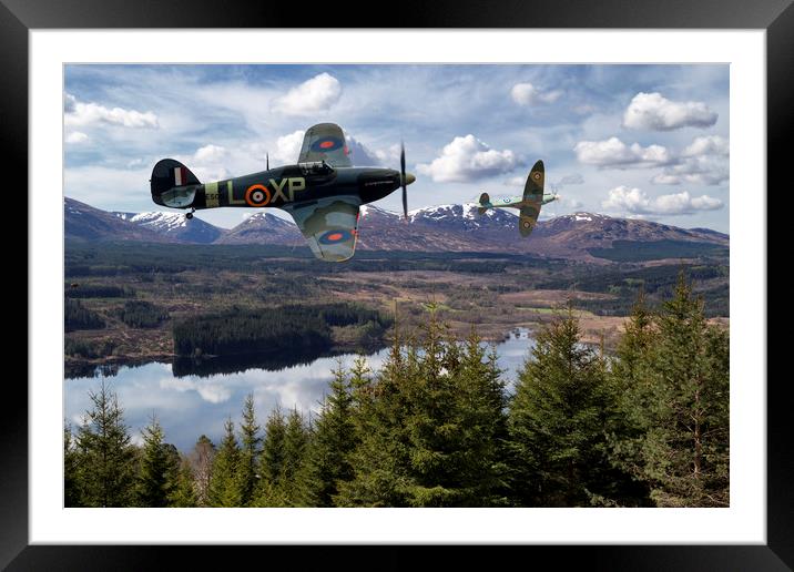 Hurricane and Spitfire, Brothers in arms Framed Mounted Print by Rob Lester