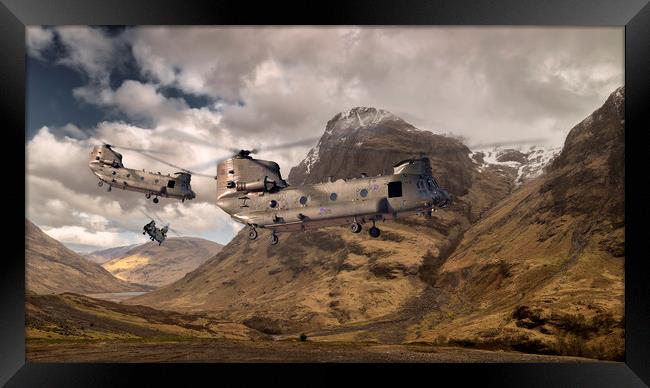 Chinooks mountain sortie  Framed Print by Rob Lester
