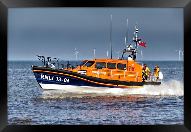 Hoylake Lifeboat High speed pass Framed Print by Rob Lester