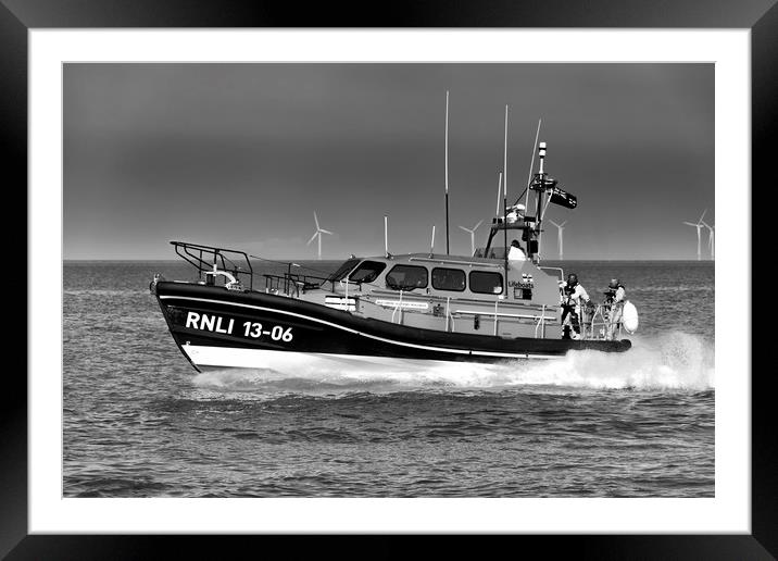 Hoylake Lifeboat High speed pass_Mono Framed Mounted Print by Rob Lester