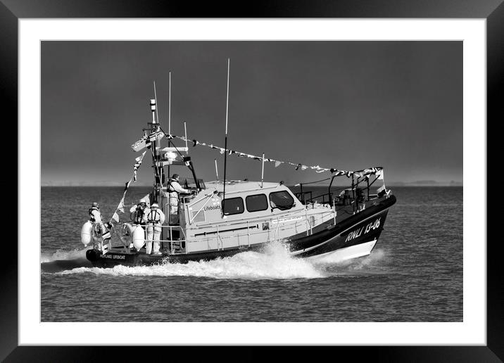 Hoylake Lifeboat at speed_mono Framed Mounted Print by Rob Lester