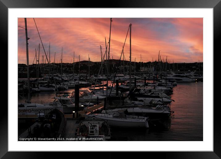 Torquay Marina Sunset Framed Mounted Print by Steve Garrity