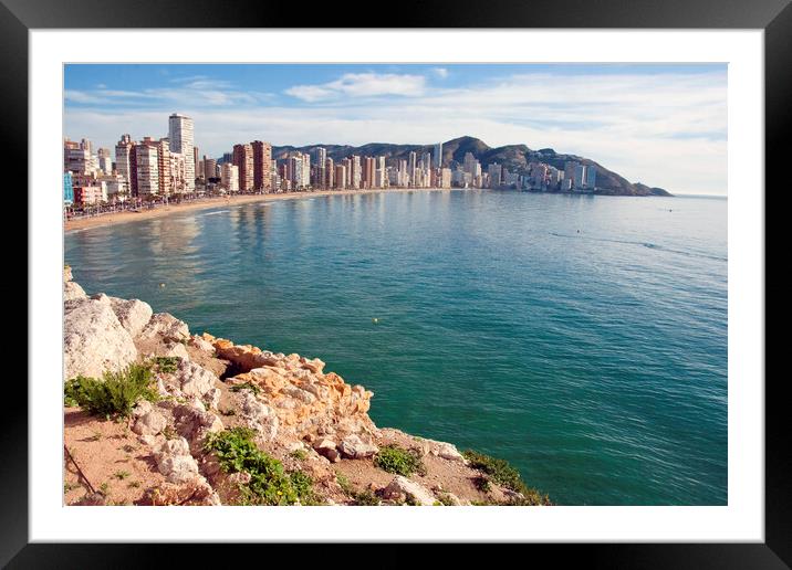 Majestic Levante Beach in Benidorm Framed Mounted Print by Andy Evans Photos
