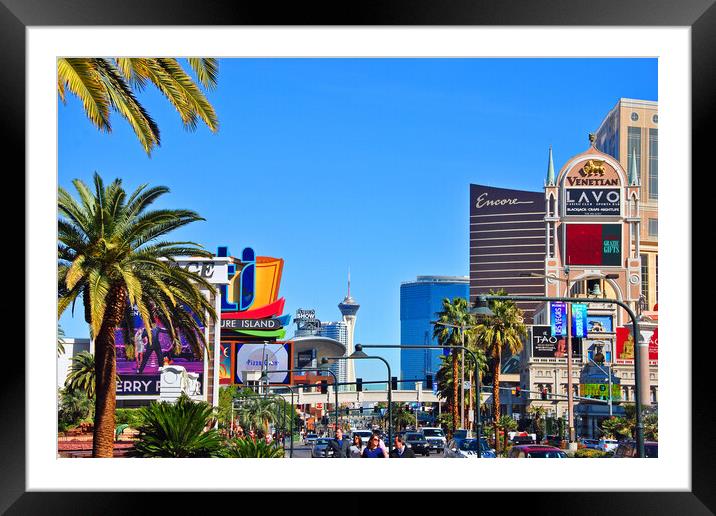 Hotels Las Vegas Strip United States of America Framed Mounted Print by Andy Evans Photos