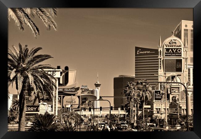 Hotels Las Vegas Strip United States of America Framed Print by Andy Evans Photos